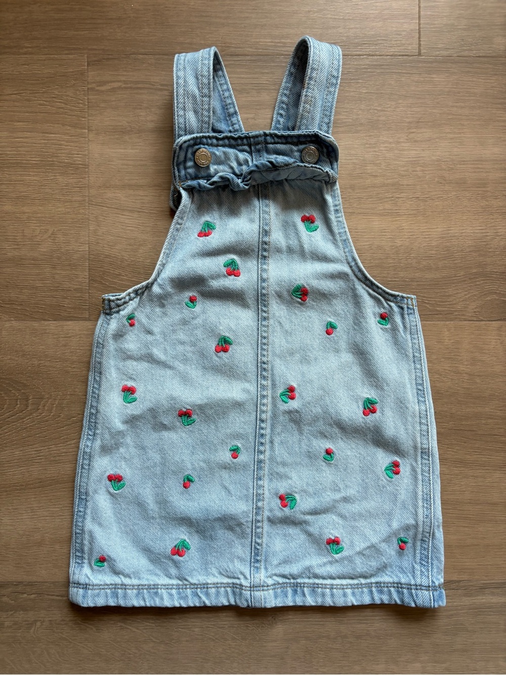 GAP Denim Overall Dress with Cherry Embroidery